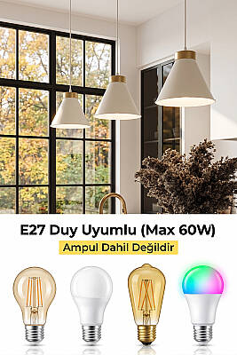 Liva Gold Metal Avize 20 cm - Krem - 6