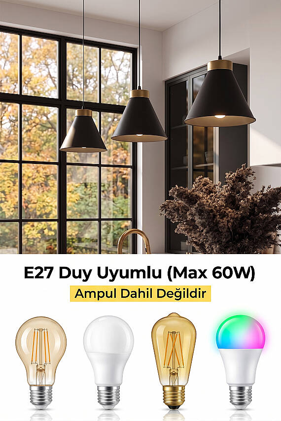 Liva Gold Metal Avize 20 cm - Siyah - 6