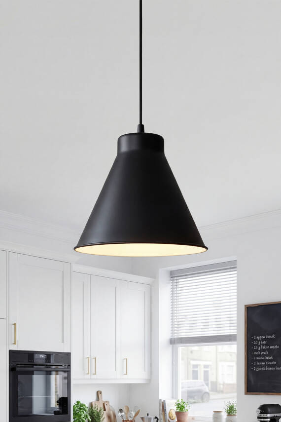 Liva Bohem Siyah Metal Sarkıt (20 cm) Yemek Masası Üstü Avize Mutfak & Salon Aydınlatması - 1