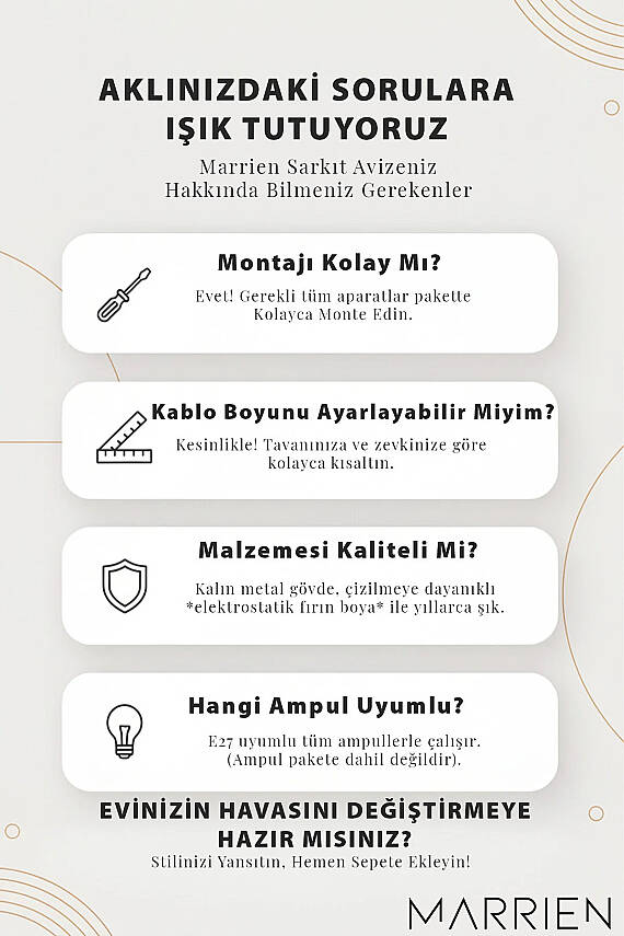 Luna Ahşap 3 Boncuklu Avize 30 cm - Beyaz - 8