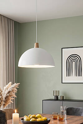 Luna Ahşap Avize 30 cm - Beyaz - 5