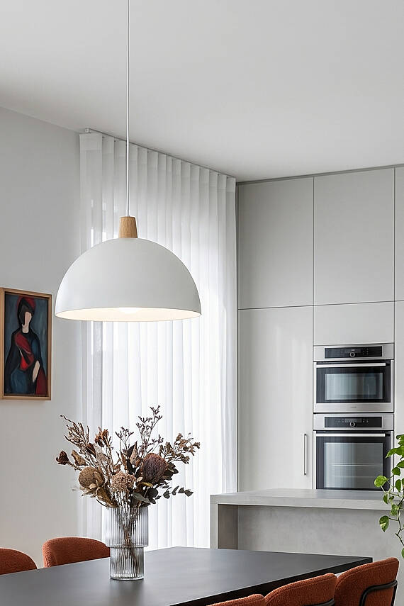 Luna Ahşap Avize 30 cm - Beyaz - 7