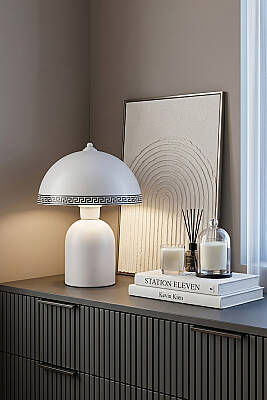 Luna Luxury Abajur 25 cm - Beyaz - 4