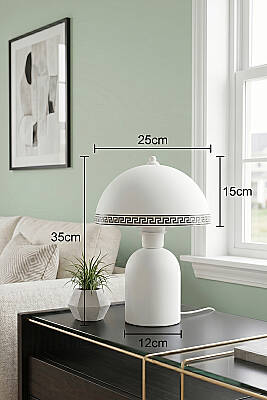 Luna Luxury Abajur 25 cm - Beyaz - 5