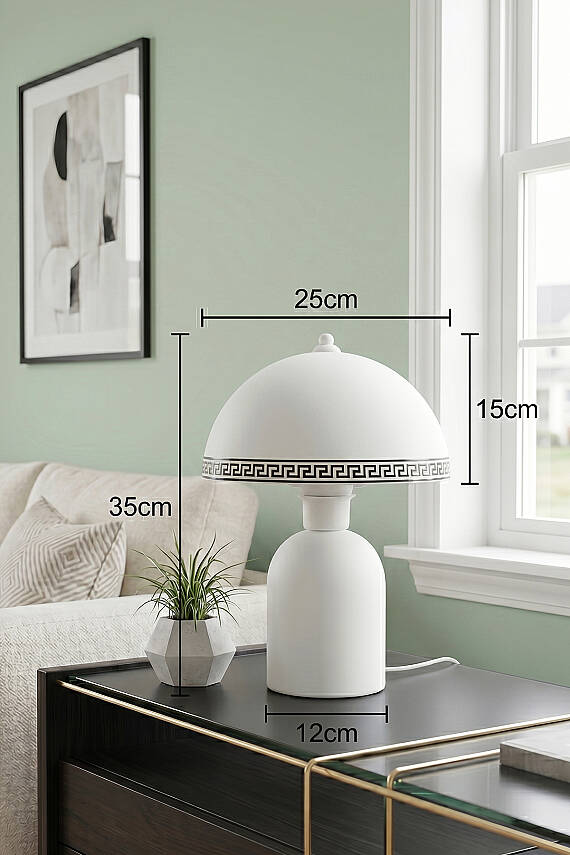 Luna Luxury Abajur 25 cm - Beyaz - 5