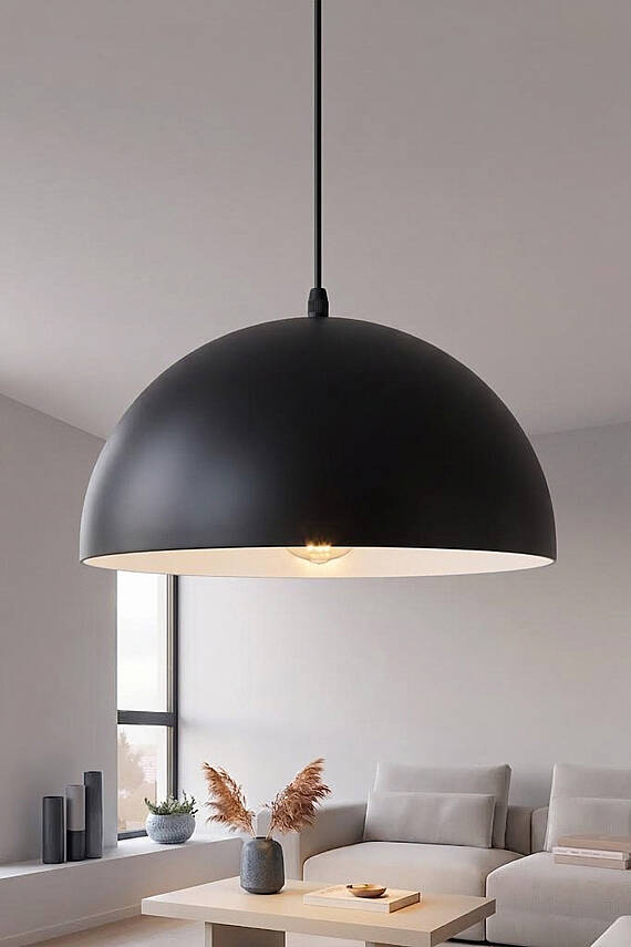 Luna Siyah Metal Sarkıt (30 cm) | Yemek Masası Üstü Avize | Mutfak & Salon Aydınlatması - 1