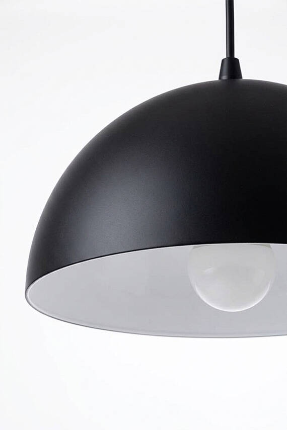 Luna Siyah Metal Sarkıt (30 cm) | Yemek Masası Üstü Avize | Mutfak & Salon Aydınlatması - 6