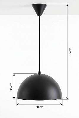 Luna Siyah Metal Sarkıt (30 cm) | Yemek Masası Üstü Avize | Mutfak & Salon Aydınlatması - 7