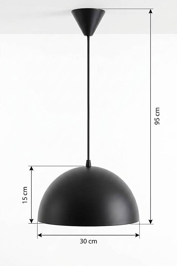 Luna Siyah Metal Sarkıt (30 cm) | Yemek Masası Üstü Avize | Mutfak & Salon Aydınlatması - 7
