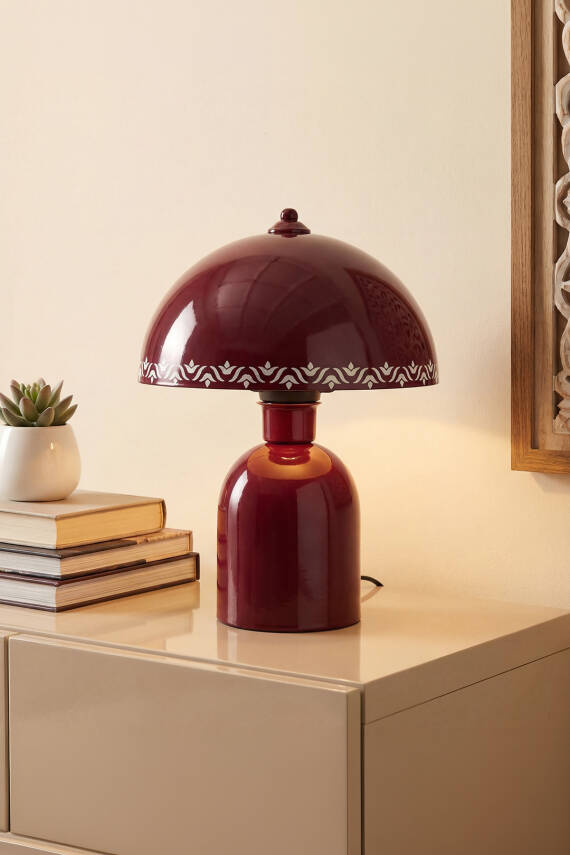 Luna Tulip Abajur 25 cm - Bordo - 7