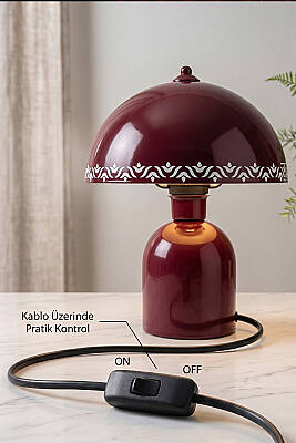 Luna Tulip Abajur 25 cm - Bordo - 5