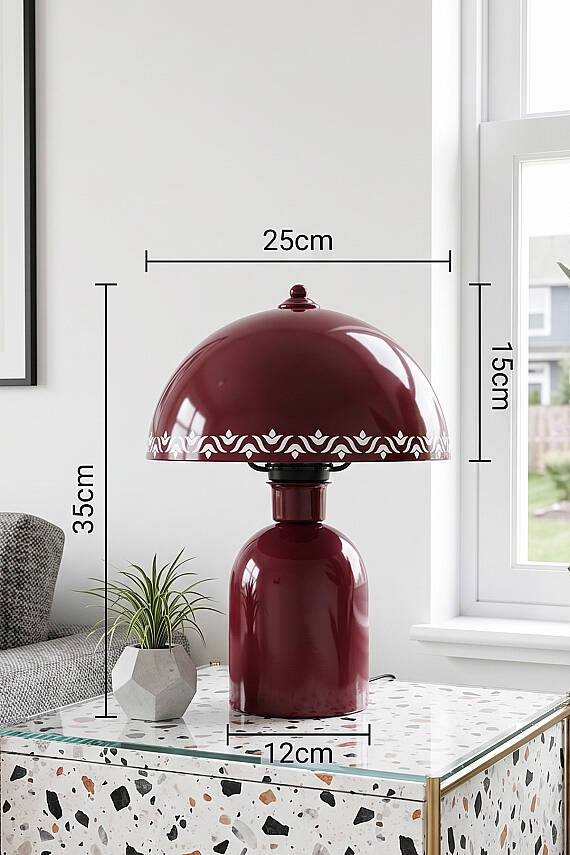 Luna Tulip Abajur 25 cm - Bordo - 6