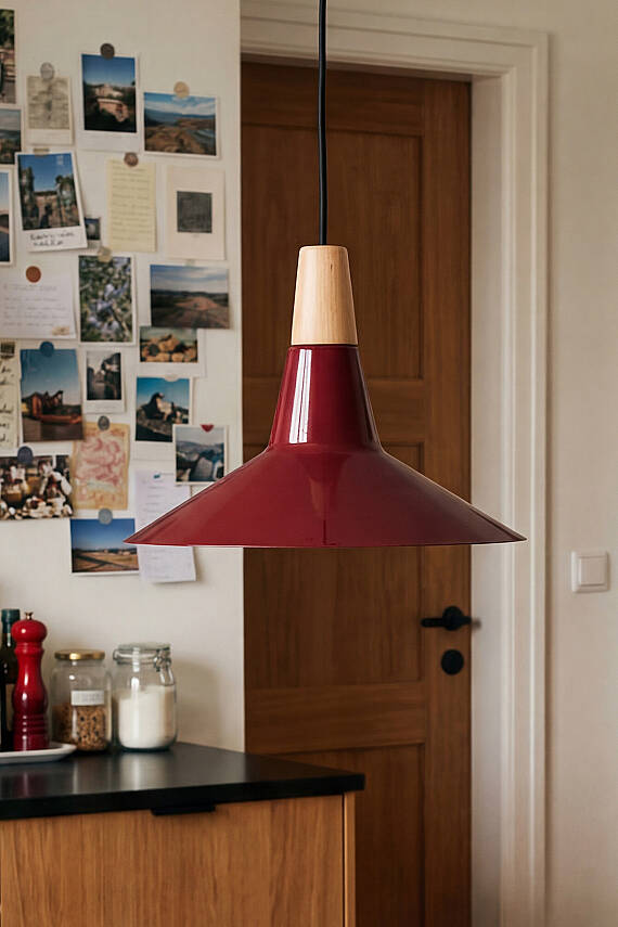 Ruby Ahşap Avize 30 cm - Bordo - 5