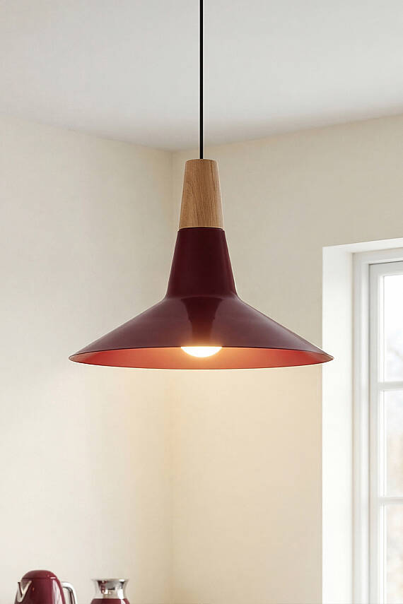 Ruby Ahşap Avize 30 cm - Bordo - 2