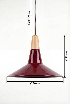 Ruby Ahşap Avize 30 cm - Bordo - 7