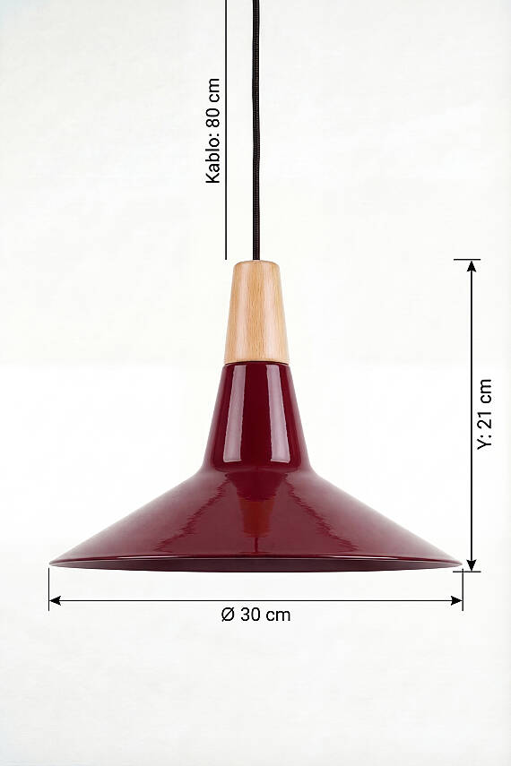 Ruby Ahşap Avize 30 cm - Bordo - 7