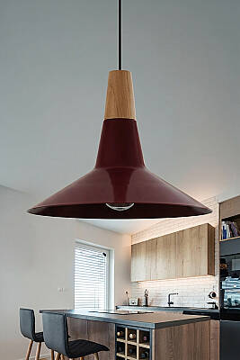 Ruby Ahşap Avize 30 cm - Bordo - MARRIEN