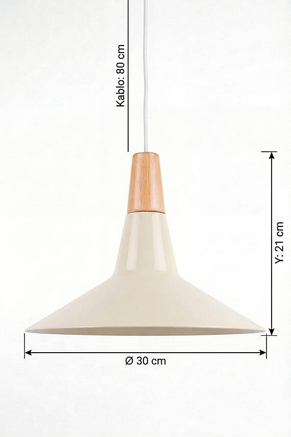 Ruby Ahşap Avize 30 cm - Krem - 7
