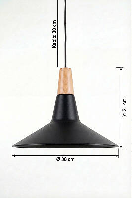 Ruby Ahşap Avize 30 cm - Siyah - 7
