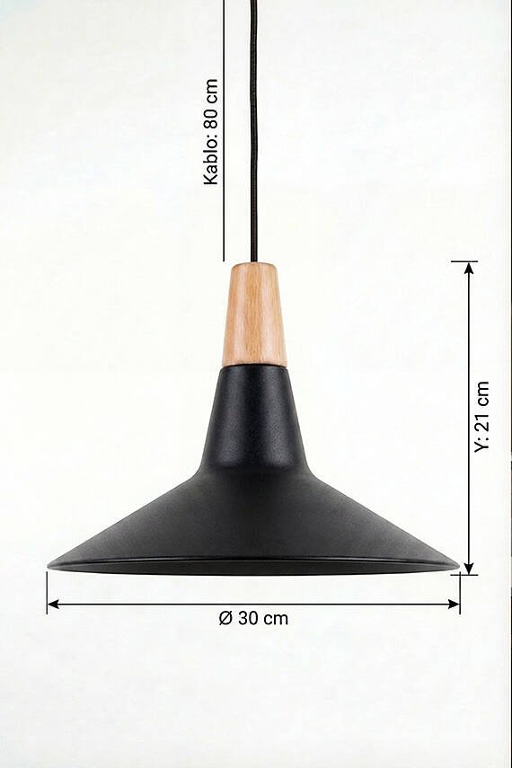 Ruby Ahşap Avize 30 cm - Siyah - 7