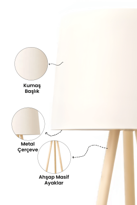 Woody Tripod Krem Kumaş Lambader - 7