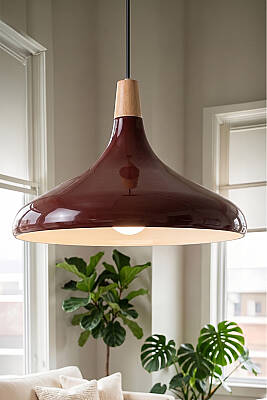 Nova Ahşap Avize 35 cm - Bordo 