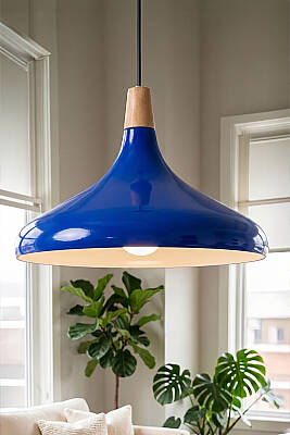 Nova Ahşap Avize 35 cm - Lacivert - MARRIEN
