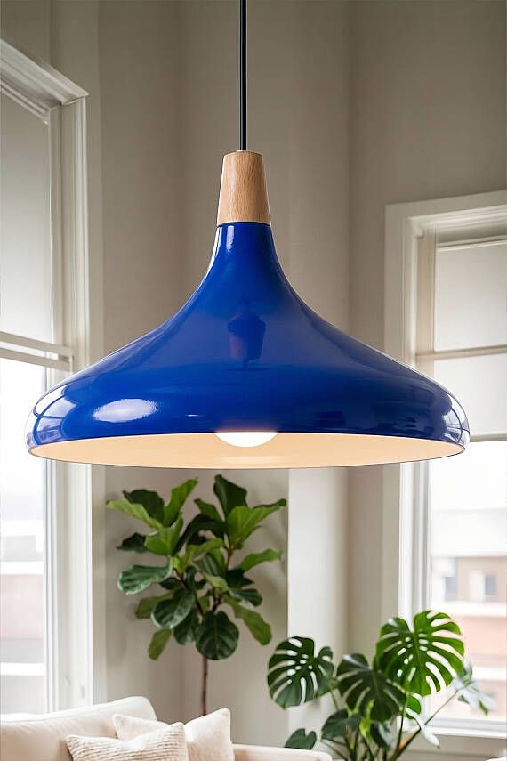 Nova Ahşap Avize 35 cm - Lacivert - 1