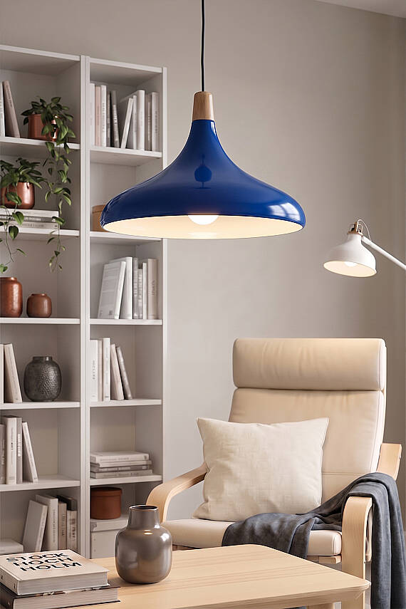 Nova Ahşap Avize 35 cm - Lacivert - 2