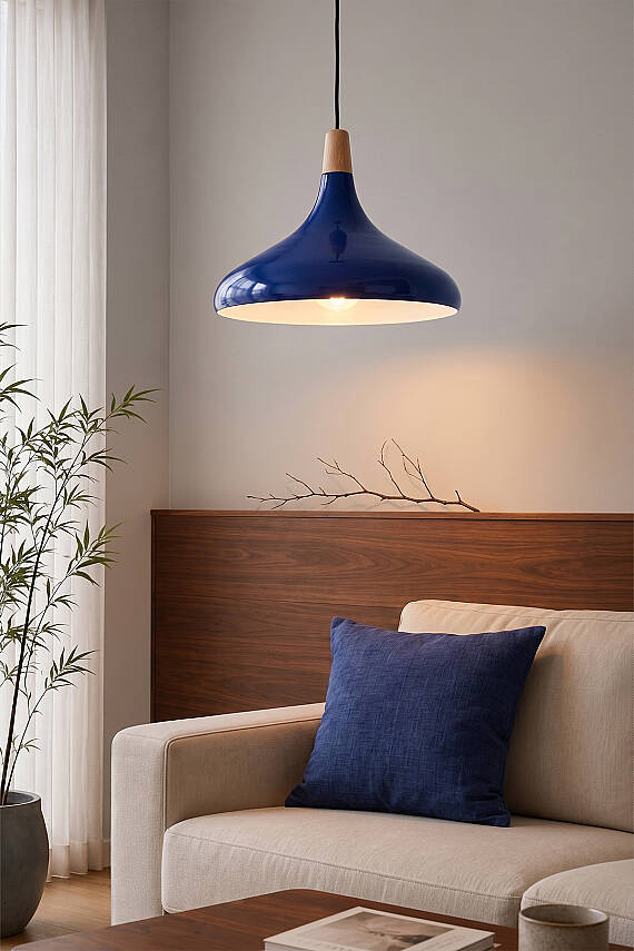 Nova Ahşap Avize 35 cm - Lacivert - 4