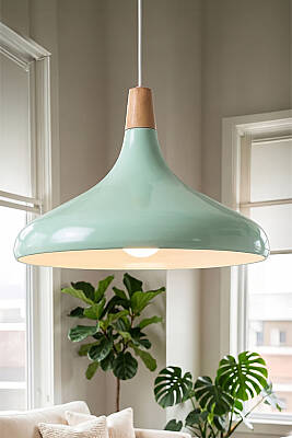 Nova Ahşap Avize 35 cm - Mint Yeşili 