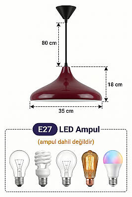 Nova Metal Avize 35 cm - Bordo - 4