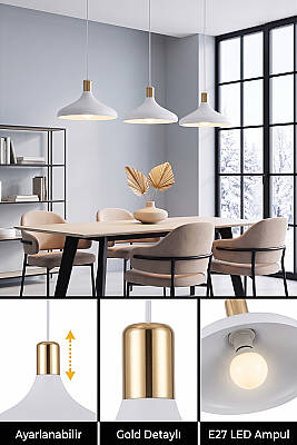 Nova Golden Beyaz Gold Aksesuarlı Metal Sarkıt (35 cm) - 4