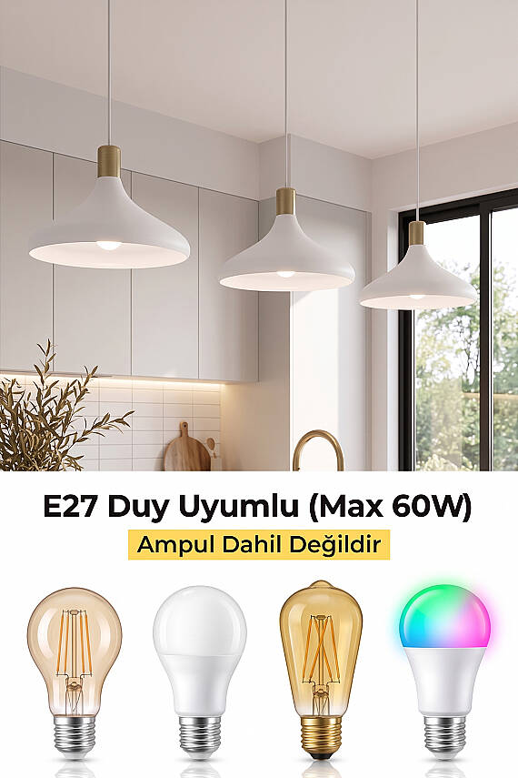 Nova Golden Beyaz Gold Aksesuarlı Metal Sarkıt (35 cm) - 6
