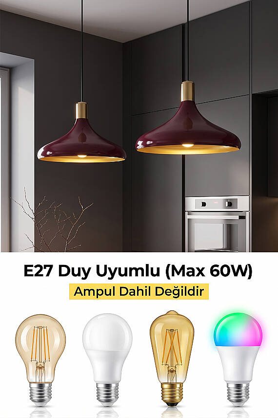 Nova Golden Bordo Metal Sarkıt (35 cm) - 6
