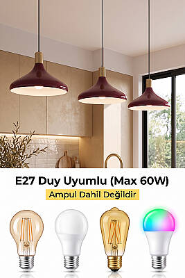 Nova Golden Bordo Gold Aksesuarlı Metal Sarkıt (35 cm) - 6
