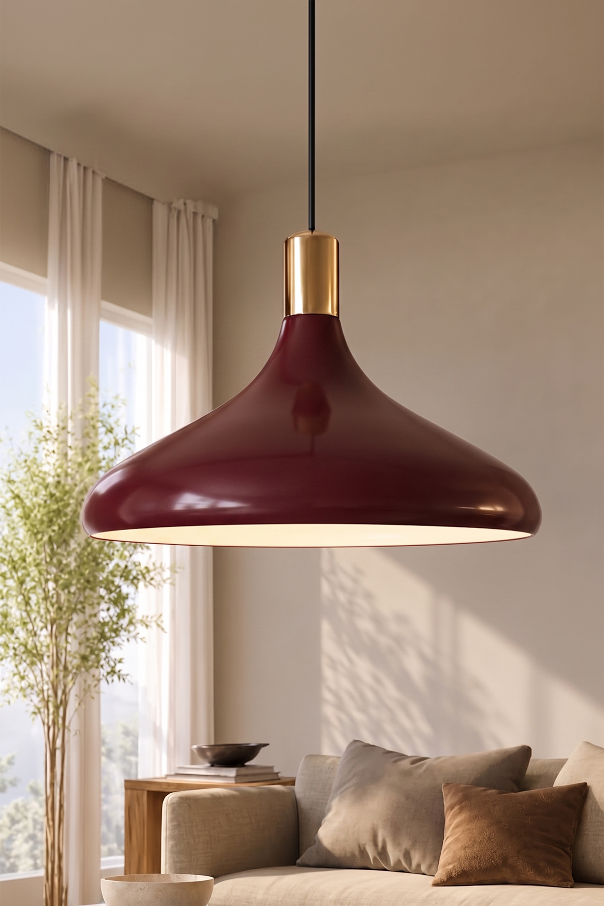 Nova Golden Bordo Gold Aksesuarlı Metal Sarkıt (35 cm)