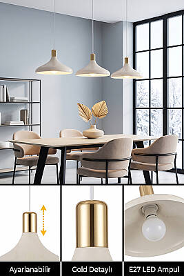 Nova Golden Krem Gold Aksesuarlı Metal Sarkıt (35 cm) - 2