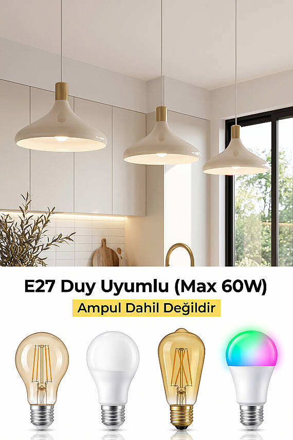 Nova Golden Krem Gold Aksesuarlı Metal Sarkıt (35 cm) - 5