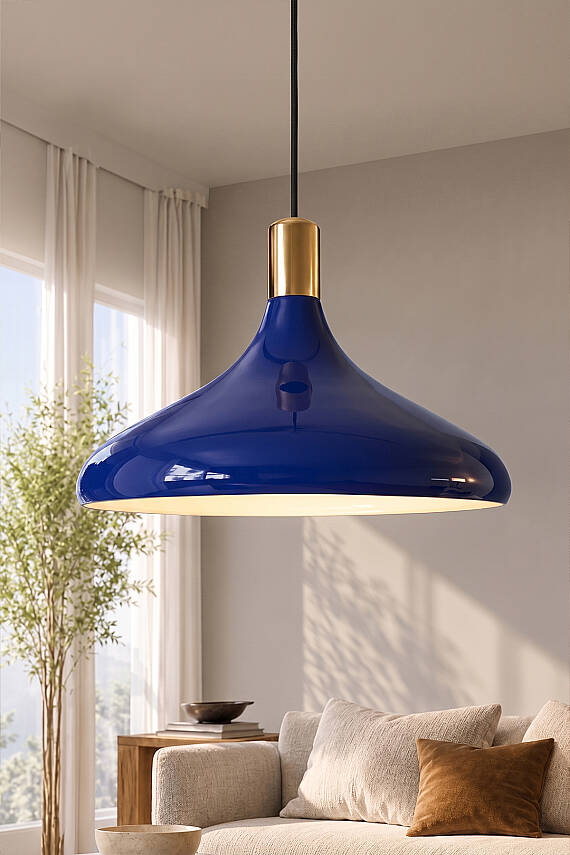 Nova Golden Lacivert Gold Aksesuarlı Metal Sarkıt (35 cm) - 1
