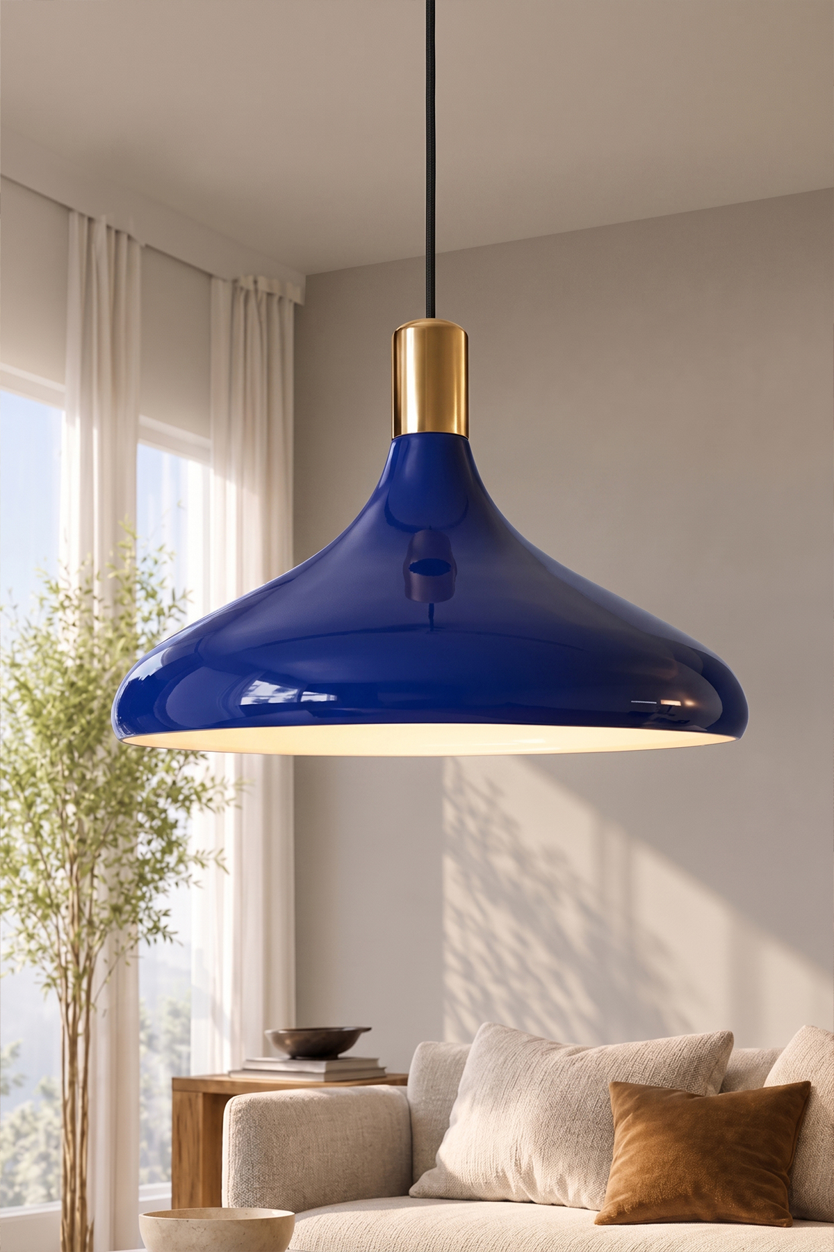 Nova Golden Lacivert Gold Aksesuarlı Metal Sarkıt (35 cm)