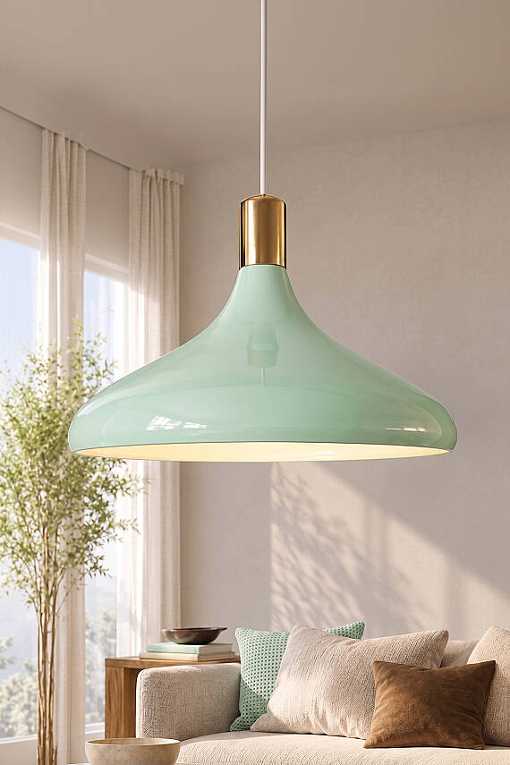 Nova Golden Mint Yeşili Gold Aksesuarlı Metal Sarkıt (35 cm) - 1
