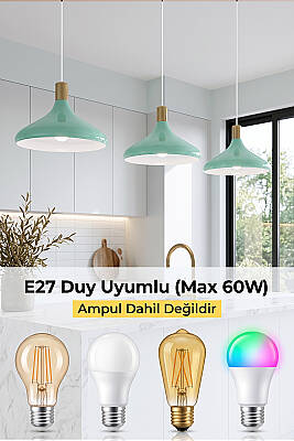 Nova Golden Mint Yeşili Gold Aksesuarlı Metal Sarkıt (35 cm) - 6