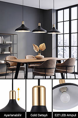Nova Golden Siyah Gold Aksesuarlı Metal Sarkıt (35 cm) - 4