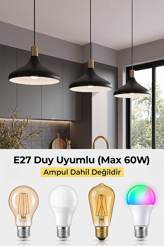 Nova Golden Siyah Gold Aksesuarlı Metal Sarkıt (35 cm) - 6