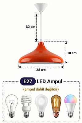 Nova Metal Avize 35 cm - Turuncu - 6