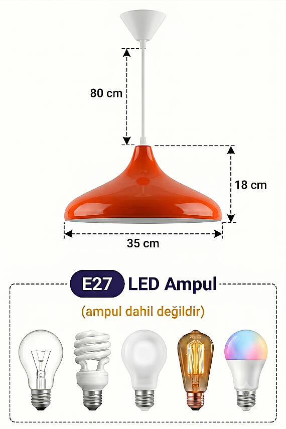 Nova Metal Avize 35 cm - Turuncu - 6