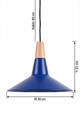 Ruby Ahşap Avize 30 cm - Lacivert - 7