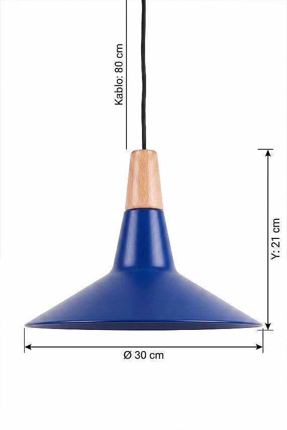 Ruby Ahşap Avize 30 cm - Lacivert - 7