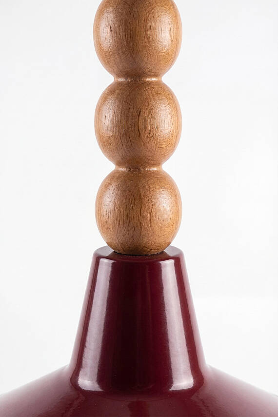 Ruby Ahşap 3 Boncuklu Avize 30 cm - Bordo - 7